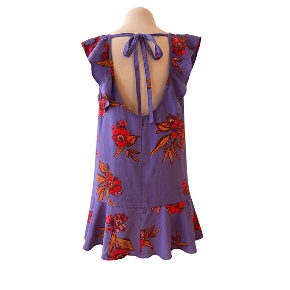 Free People Summer Bluebell Floral Tunic Top/ Dress Flouncy Boho Beach  Sz L - Picture 2 of 9